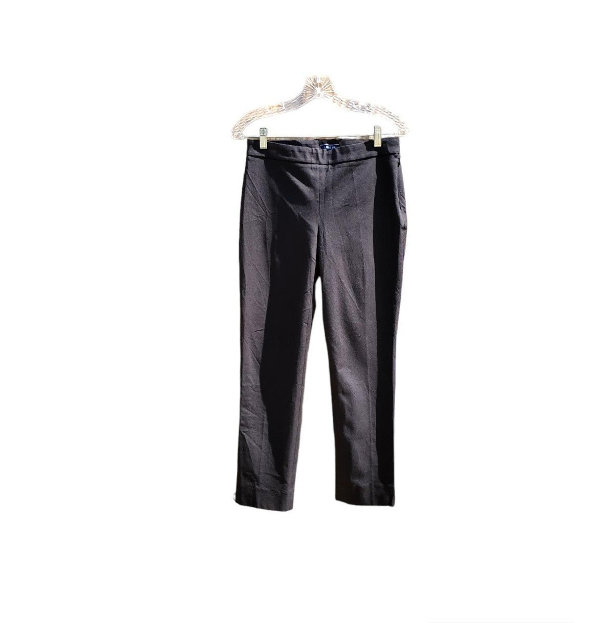 Women's Lands End Black Dress Pants Slim Leg Mid-Rise Size 4