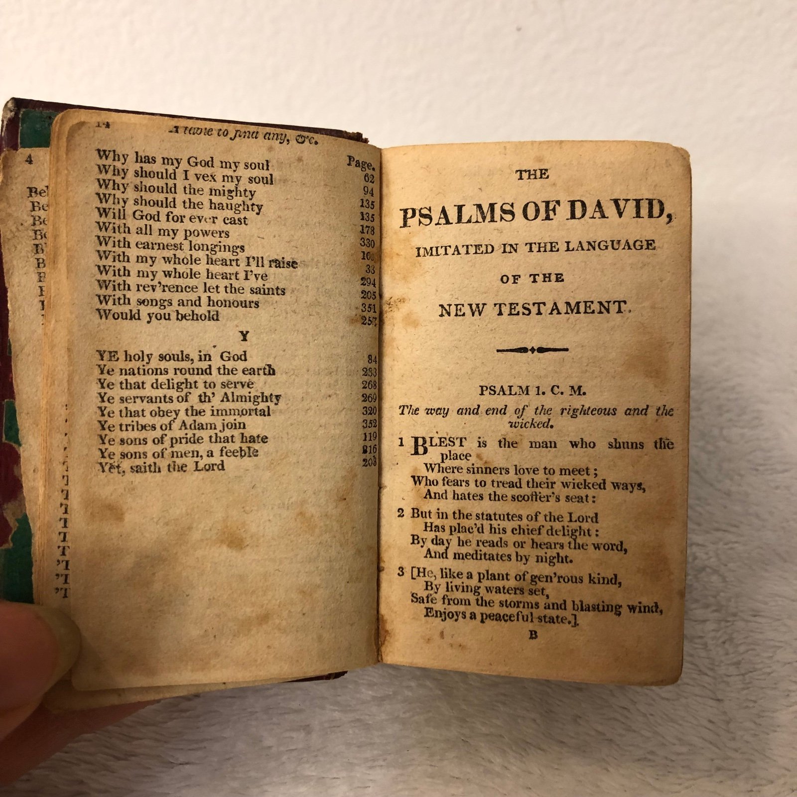 Vintage, Collectible, Antiquarian book Psalms of David and Hymns hardcover. Smal