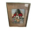 Early 1900s Yarn Tapestry Cottage Piece, Framed