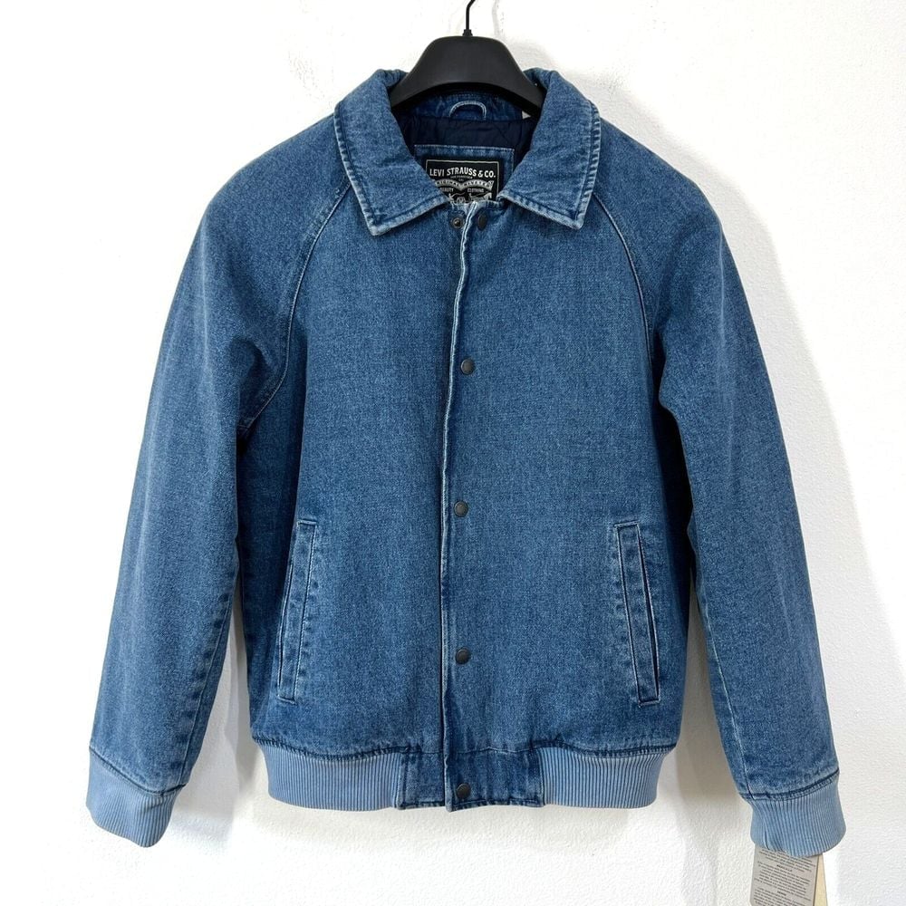 Levi's Denim Bomber Jacket Mens Small Quilted Lined Zip- Snap Blue Gorecore Work