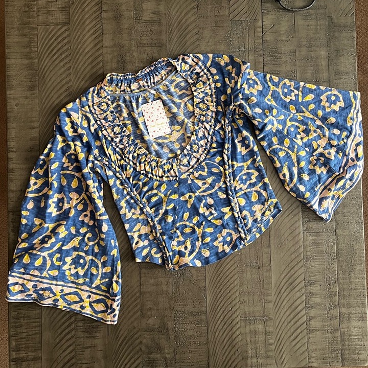 Free People On‎ the Block Blue Combo Crop Top - Size XS
