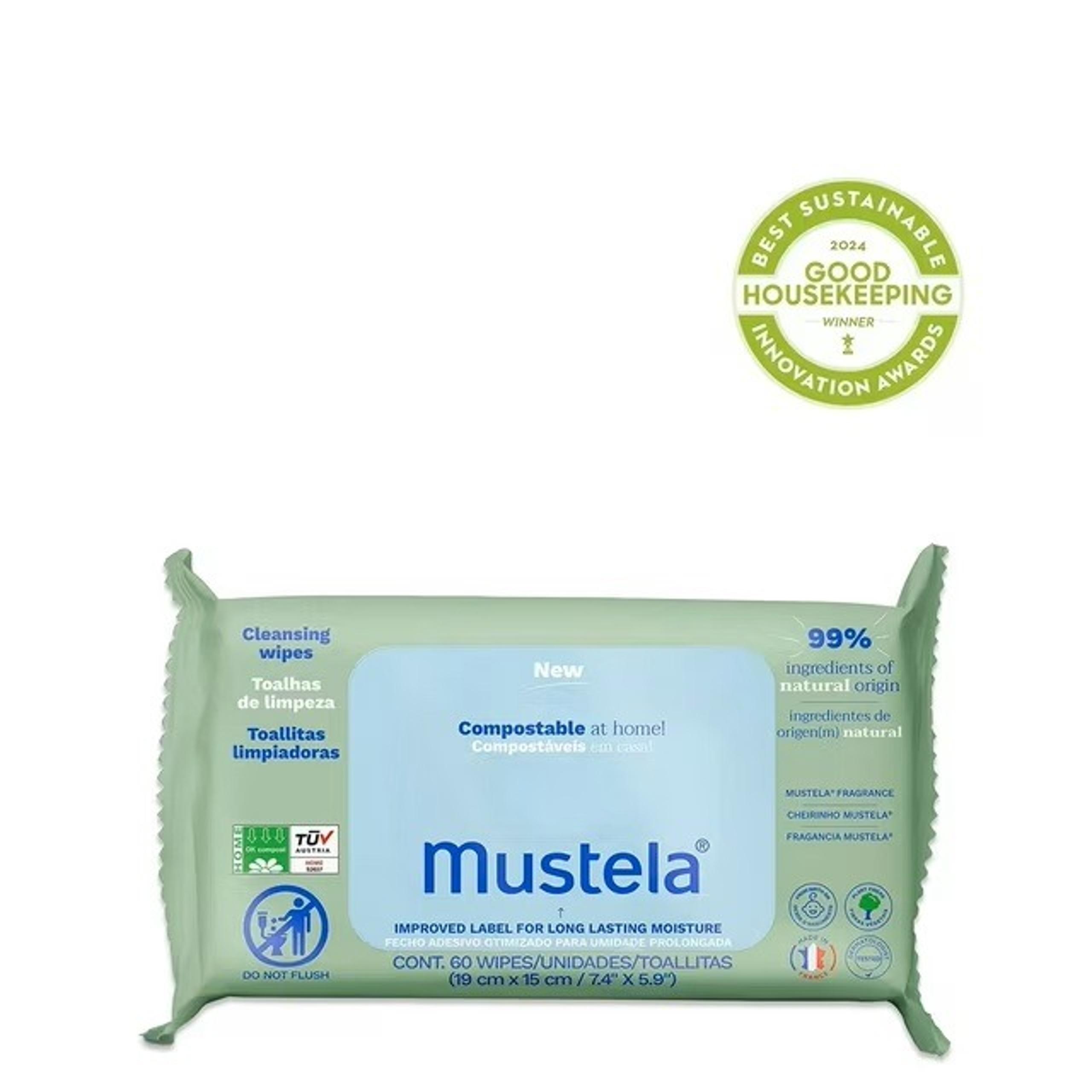 Mustela Compostable Cleaning Wipes With Fragrance 60 Wipes