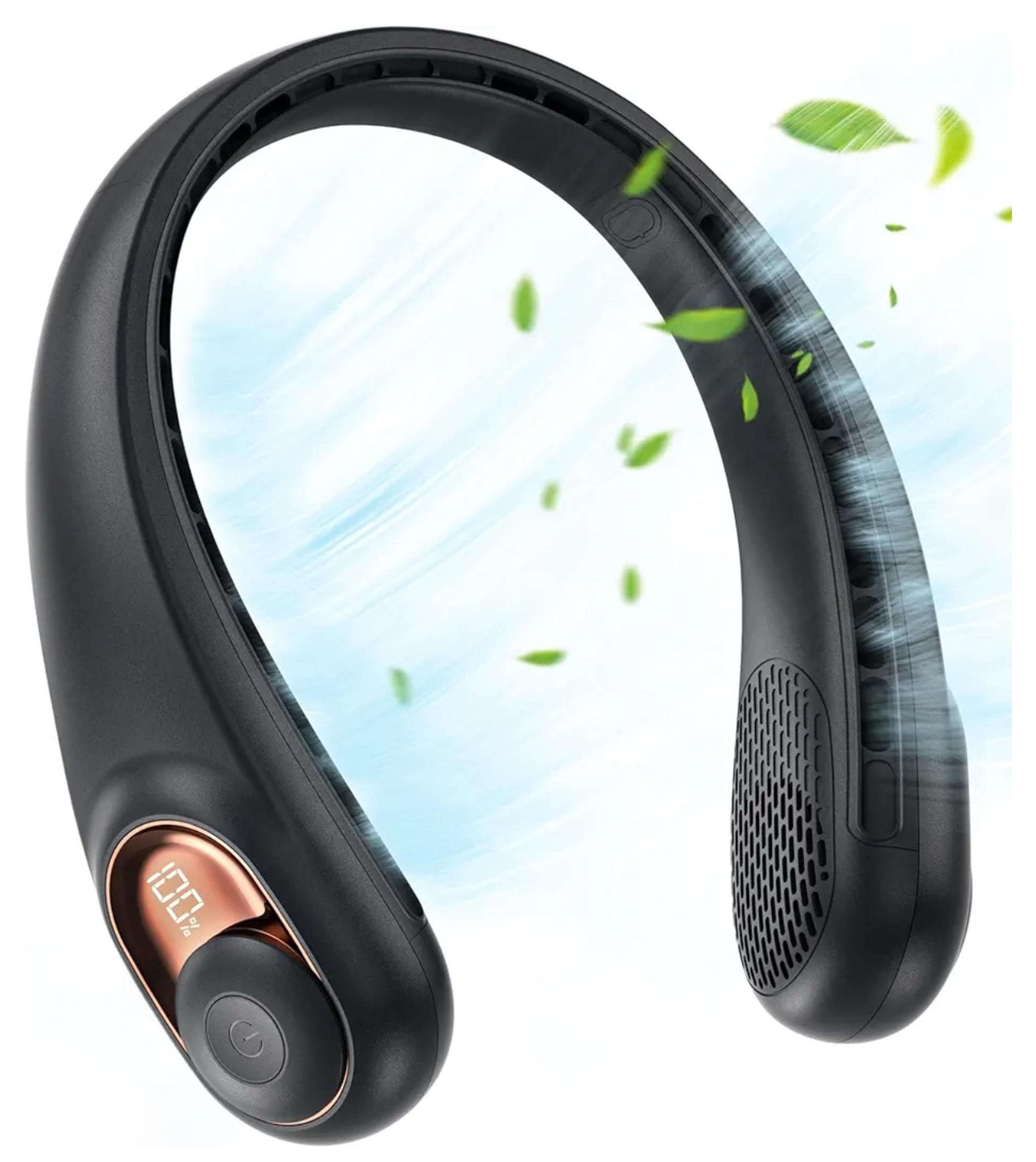 JIAGE Neck Fan, Bladeless Wearable Hands-Free Portable Fan, 5200mAh Rechargeable