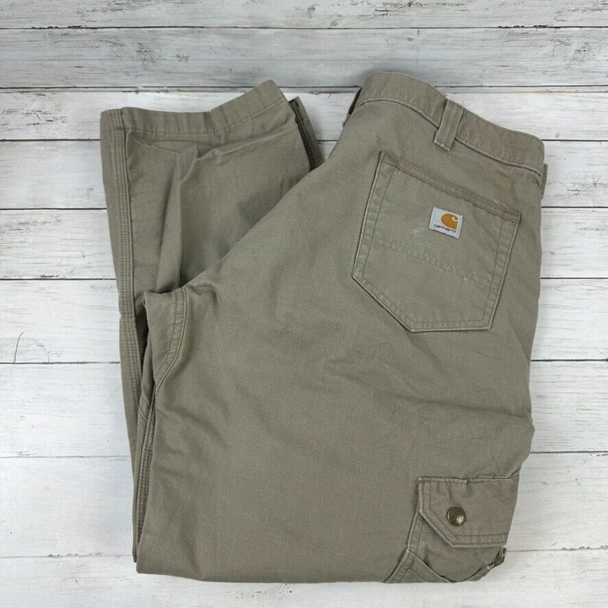 Carhartt Double Knee Utility Pants Men's 38x30 B342 DES tan Carpenter ripstop
