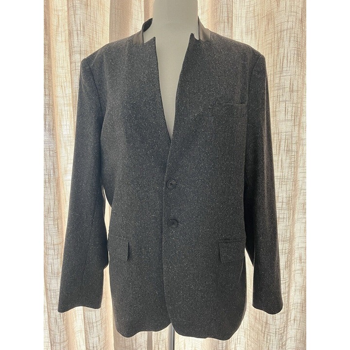 Marna Ro Highland Donegal Tweed Blazer with Leather size 42 Extra Large New