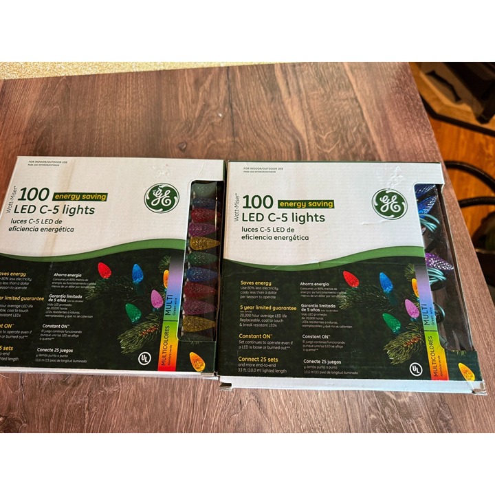 2 Boxes of GE LED C-5 Multicolor Lights – 100 Count Each!