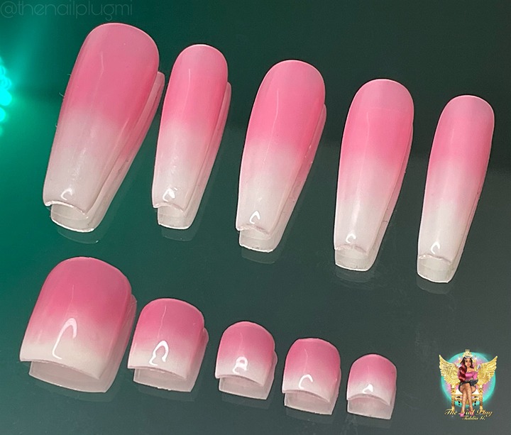 Ombré Pink & Milky White Nail Set & Ombré P & W Toes Set | The Nail Plug MI