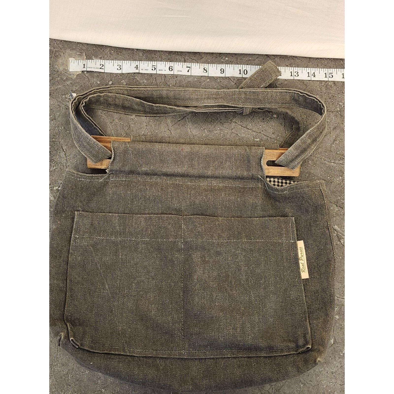 Tote Bag Wooden Top Closure Real Purse