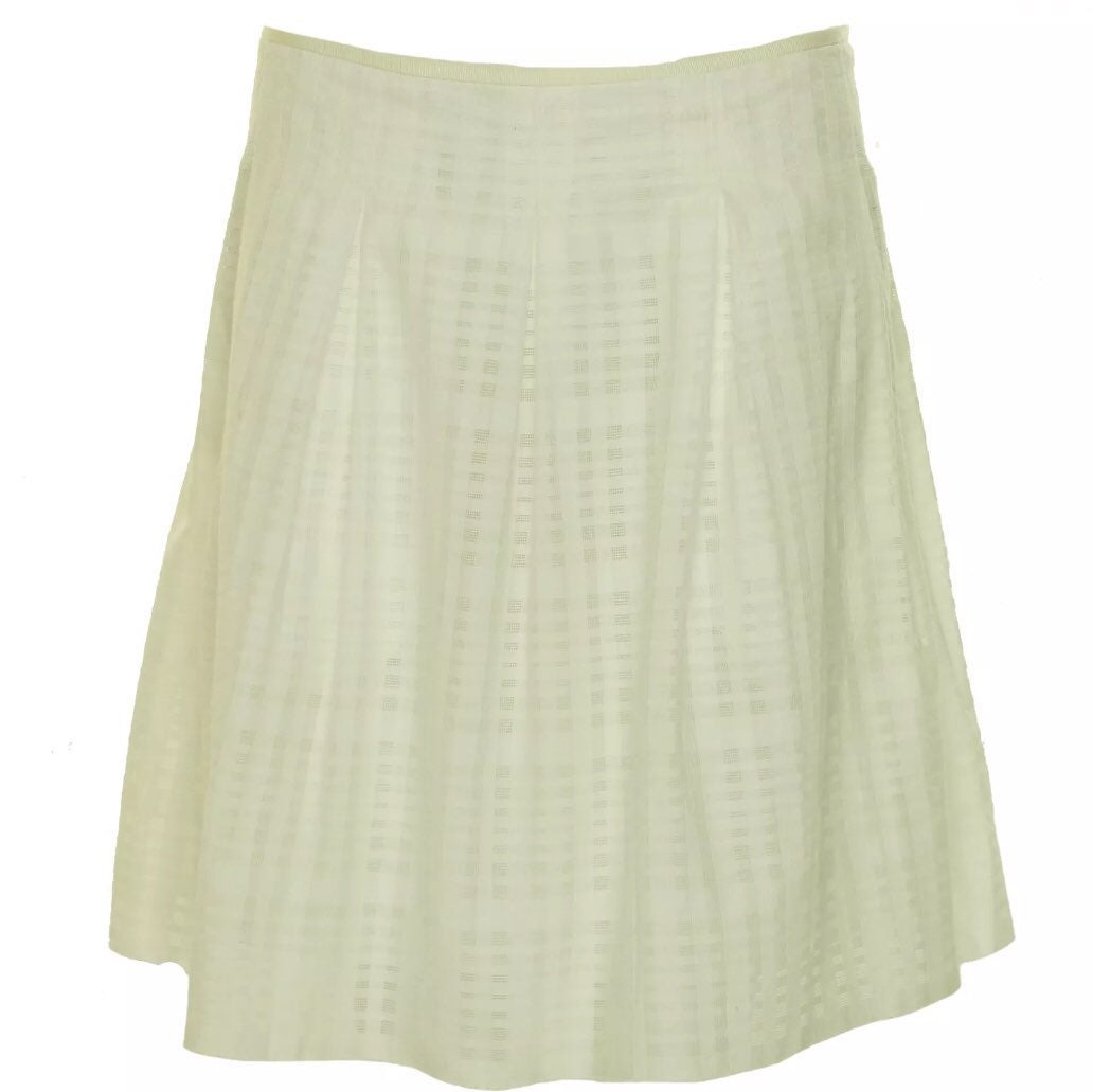 VINCE Grid Weave Pleated White Skirt NWT