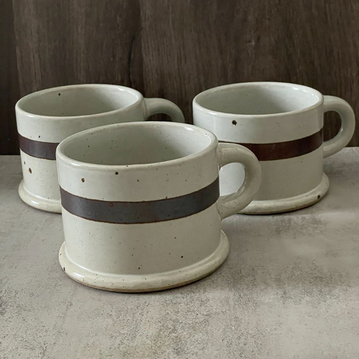 Vintage Dansk BLT Niels Refsgaard Sandstone Set of 3 Coffee Mugs Stoneware 1960s