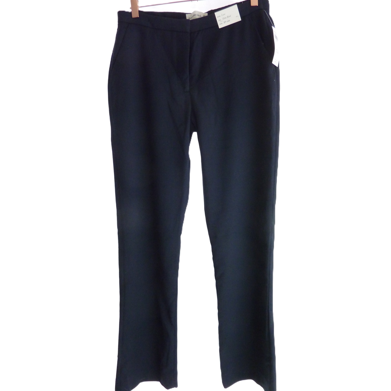 NWT Abercrombie & Fitch Black Low Rise Slim Boot Pants Trousers 27 Long