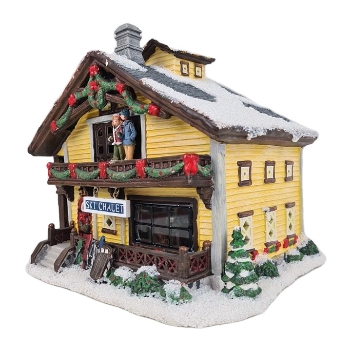 St Nicholas Square VH07101 Ski Chalet Lodge Cabin Lighted Christmas Village