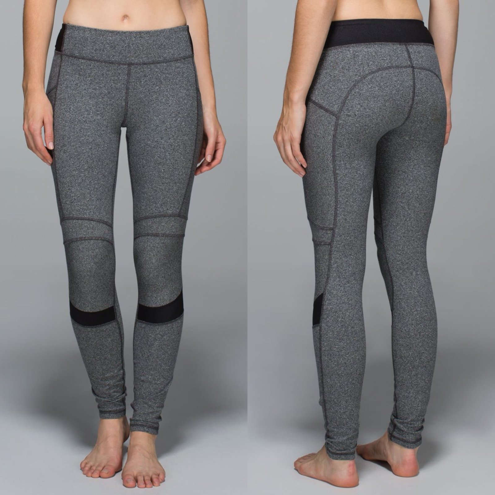 RARE Lululemon Motivate Pant Sz 6 In Heathered Speckled Black / Black
