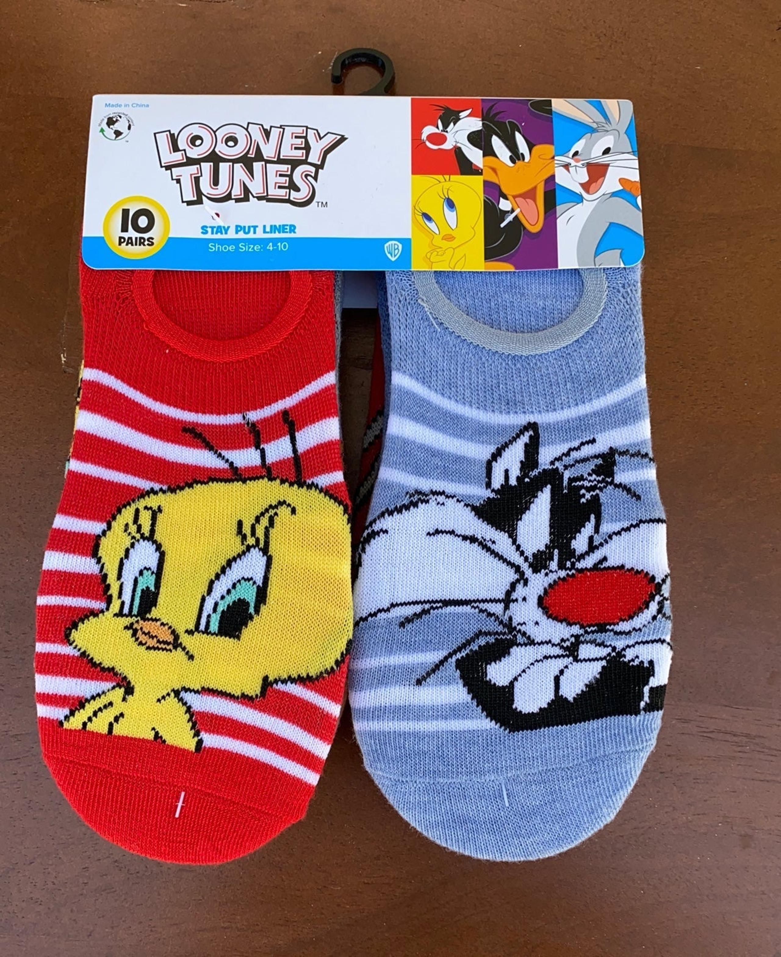 Looney Tunes Women Stay Put Liner Socks 10-pack