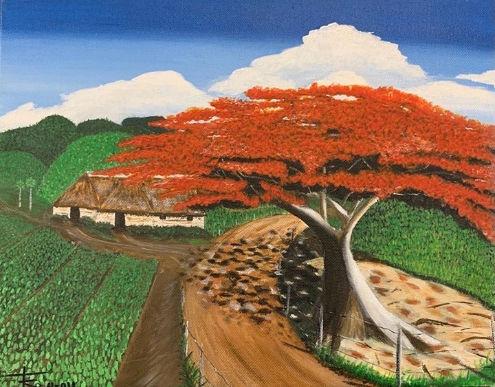 Autumn Tree Landscape Original Acrylic Painting