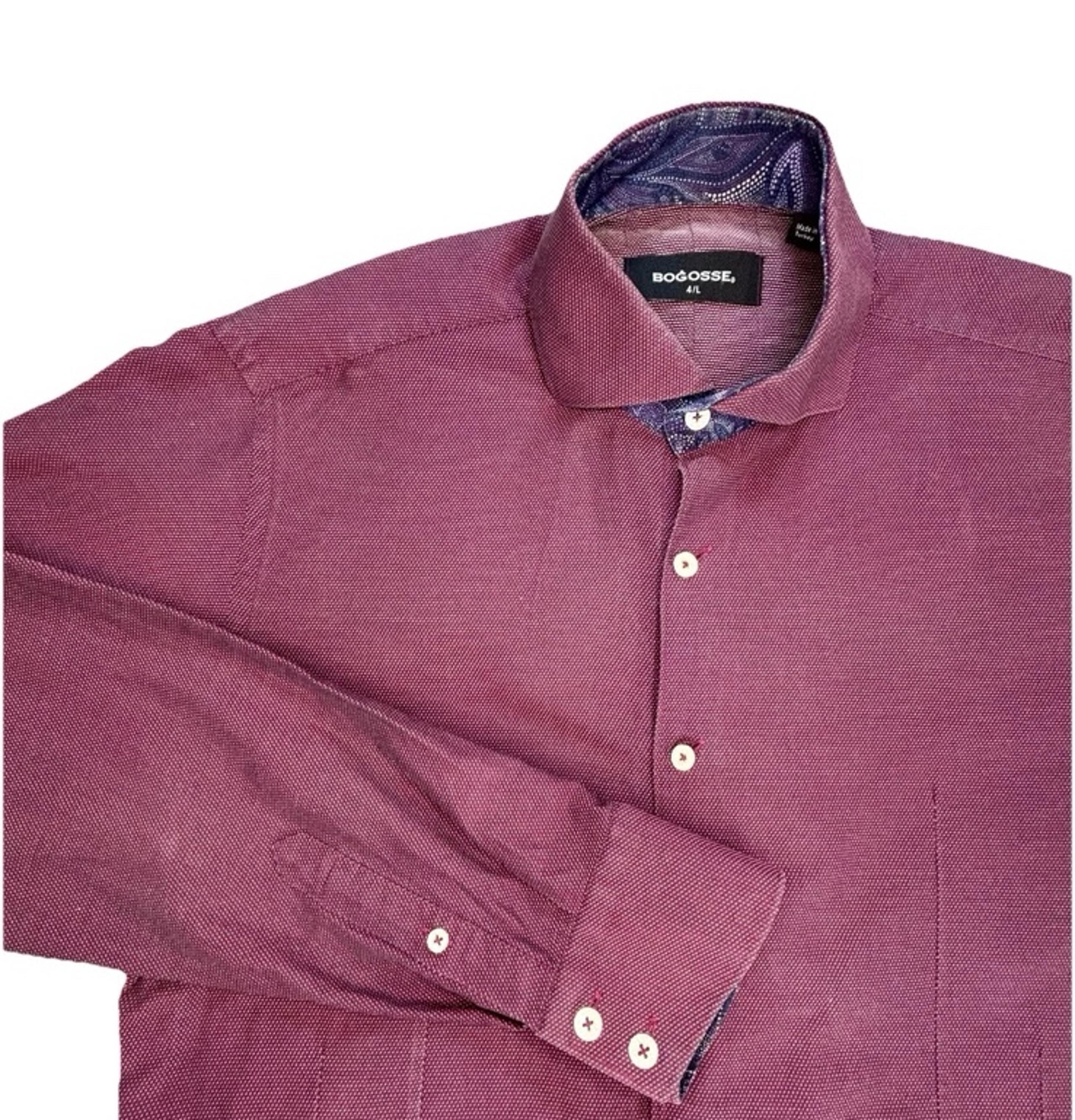 Bogosse Button Up Shirt Men 4 Large Maroon Geometric Print