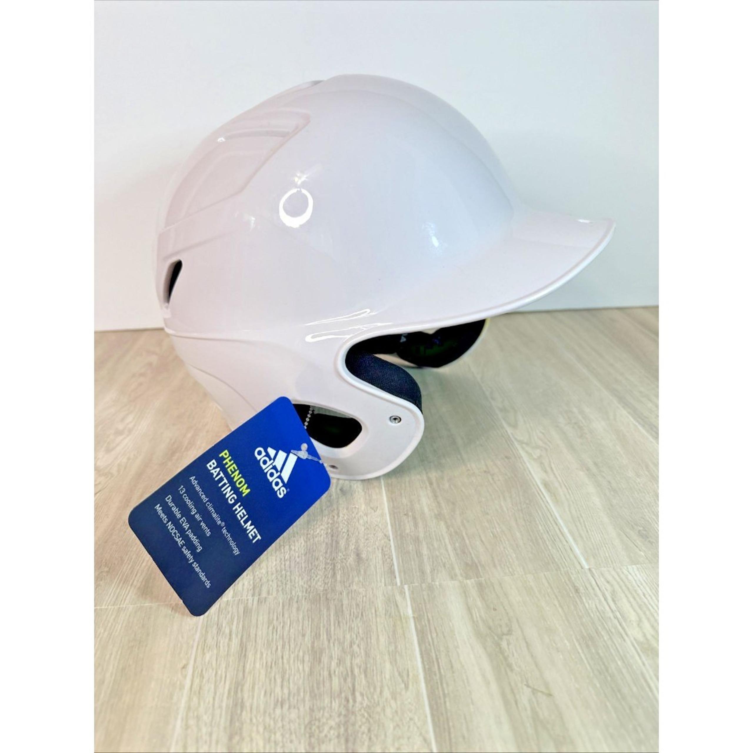 Adidas Phenom Batting Helmet Glossy White Kid size S/M 6-3/8  7-3/8 baseball NWT