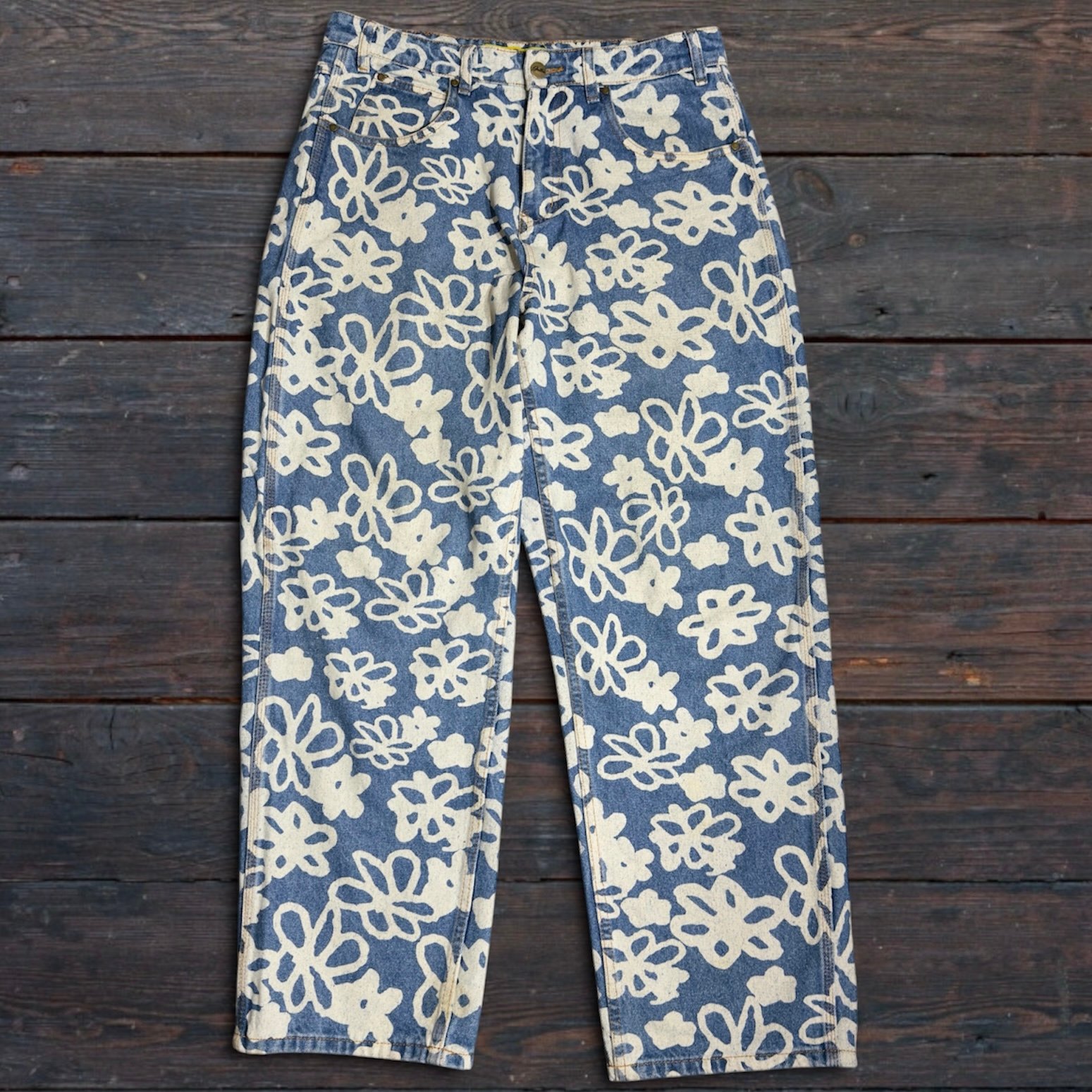 Butter Goods Baggy Flower Denim Jeans Washed Indigo Men’s Size 32 (34x29.5)