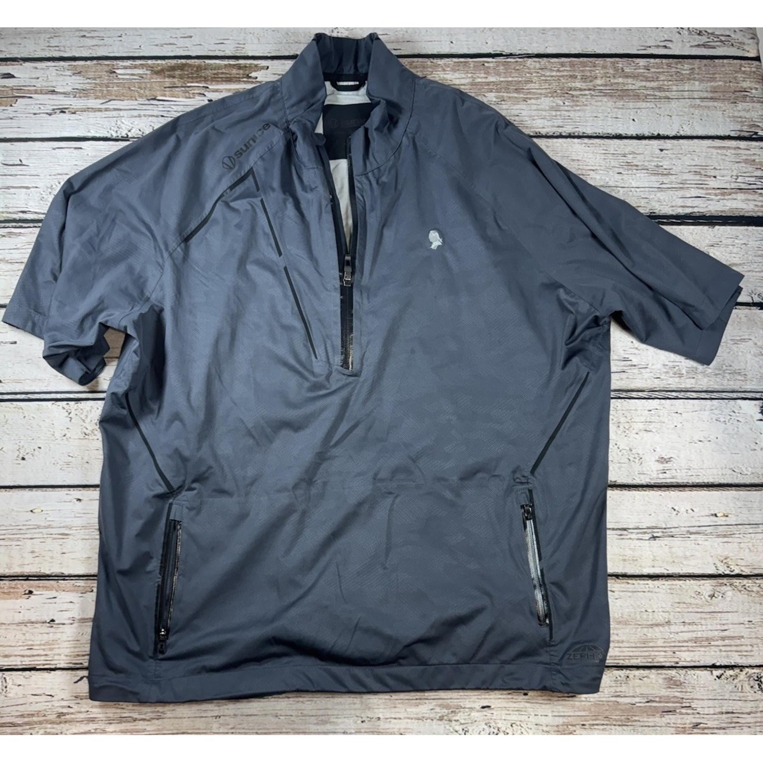 Sunice Jacket Mens XL Gray 1/4 Zip Zephal Golf Course Logo Waterproof S/S