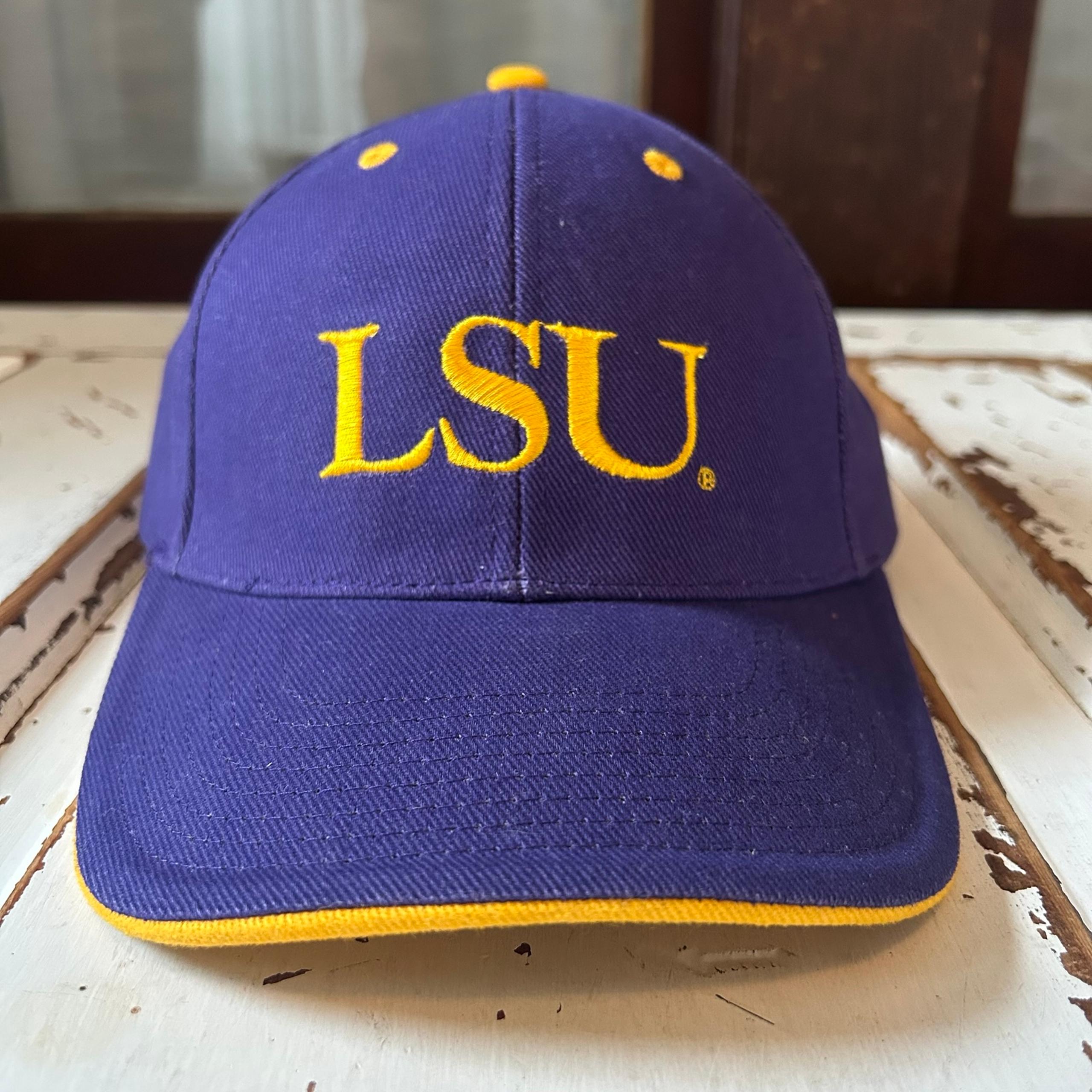 Signatures Men's Strapback Hat Purple Embroidered LSU Tigers Logo Hat New