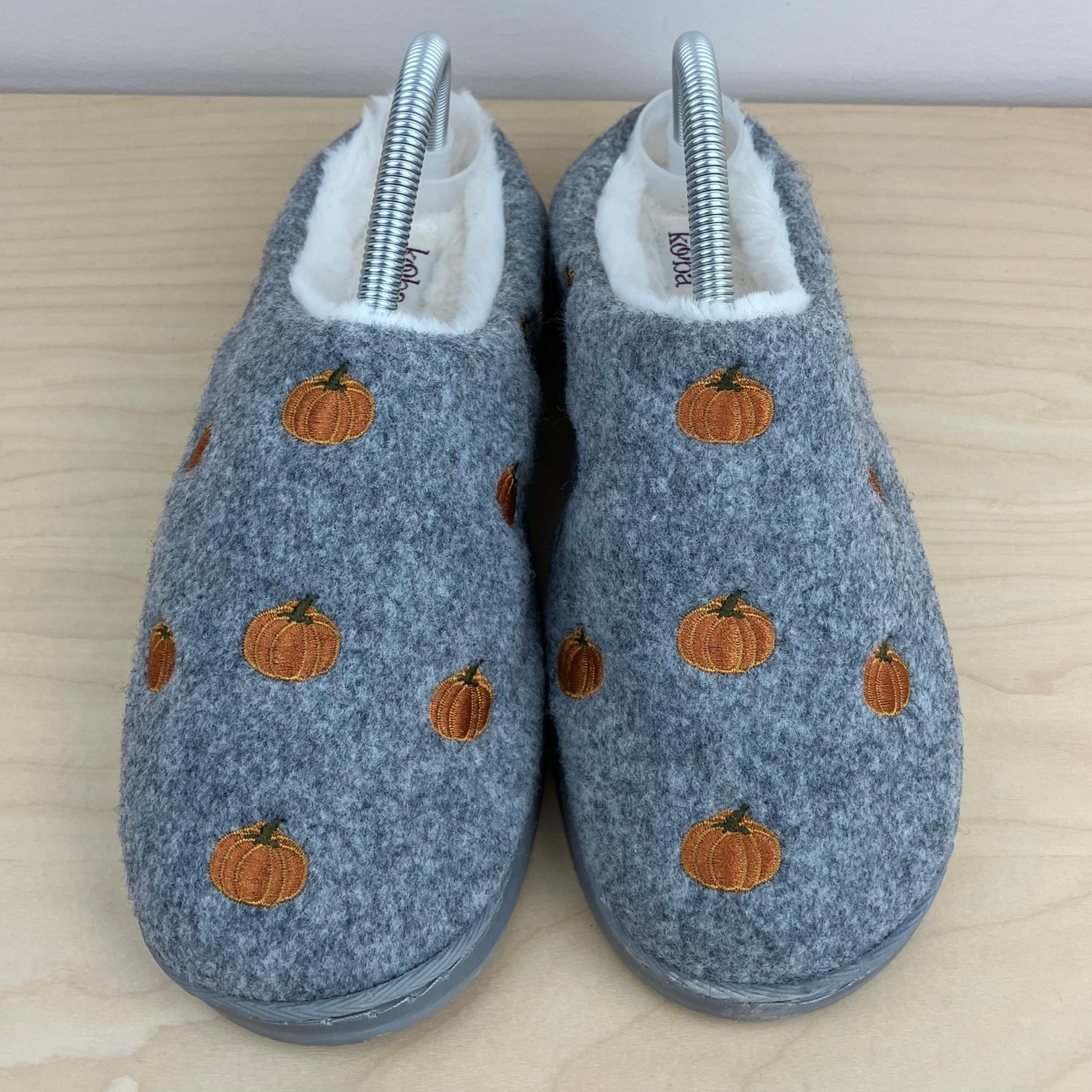 Kooba Women’s Size XL (9.5-10.5) Gray Faux Fur Lined Slippers Clogs Pumpkin