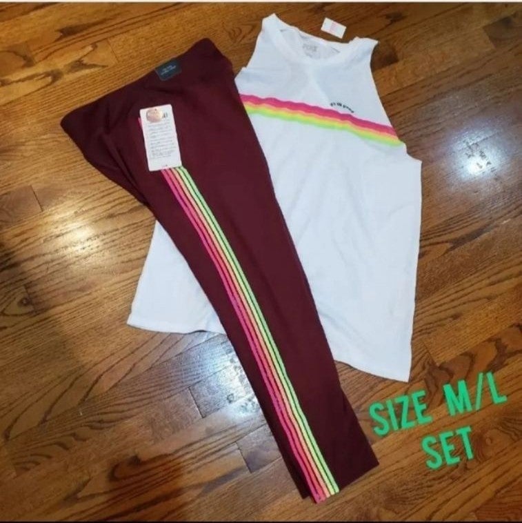 VS Pink L Ultimate Leggings & M Tank Top