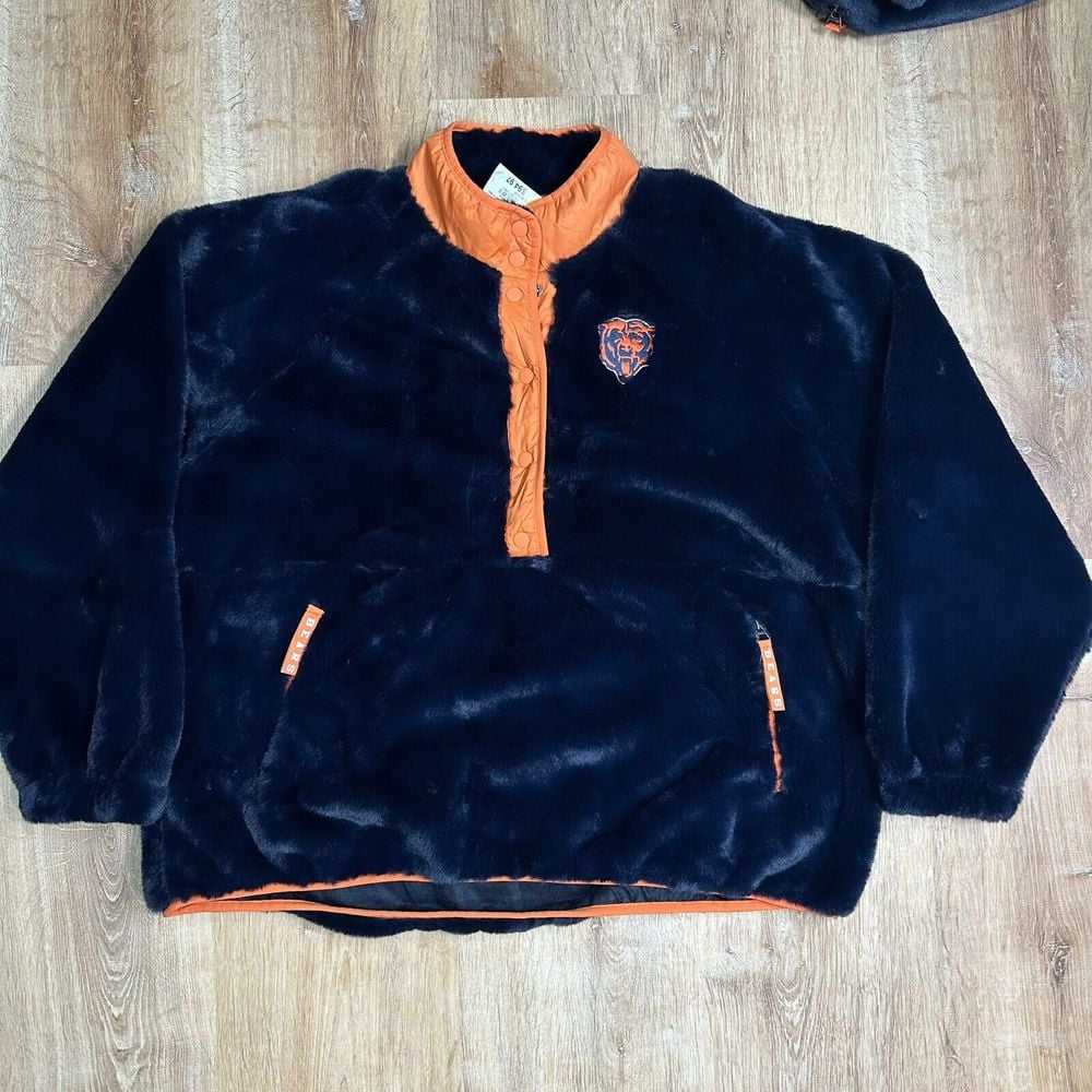 NEW G-III 4Her Chicago Bears Women's XL 1/4 Snap GoalLine Pullover Fleece Jacket