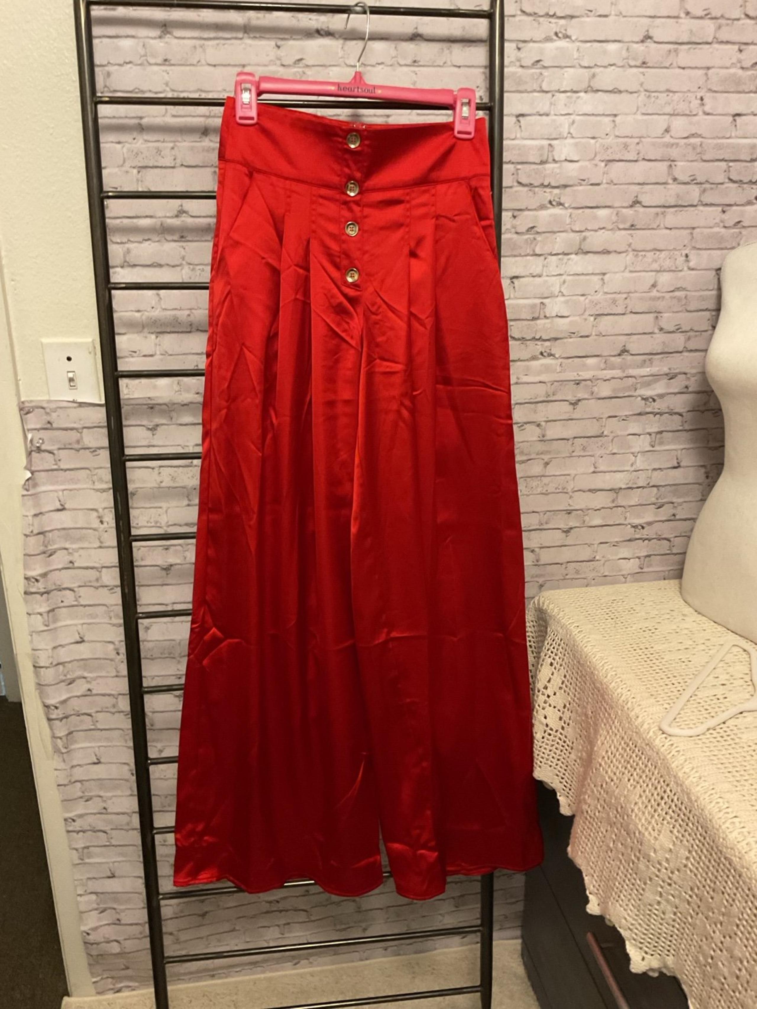 NWT Boutique red satin dress palazzo pants Small
