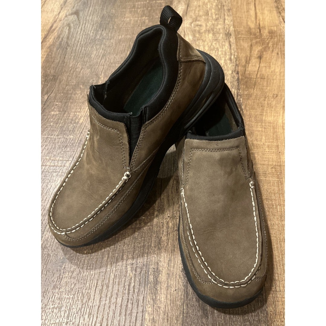 Men's Thom McAn Slip On Loafers size 10 Comfort Leather Suede Air Bubble Soles
