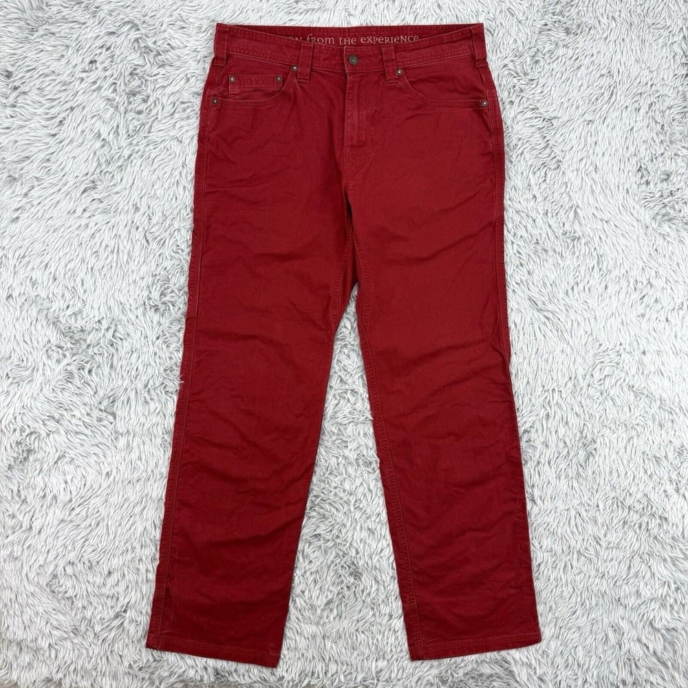 Prana Pants Men's 34.5x31.5 Red Bridger Carpenter Organic Cotton Hiking Outdoors