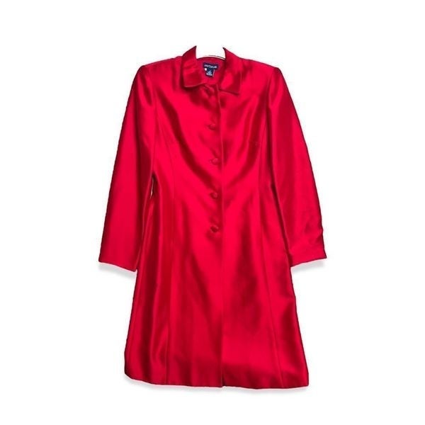Vintage Ann Taylor Jacket 100% Silk longline red XS