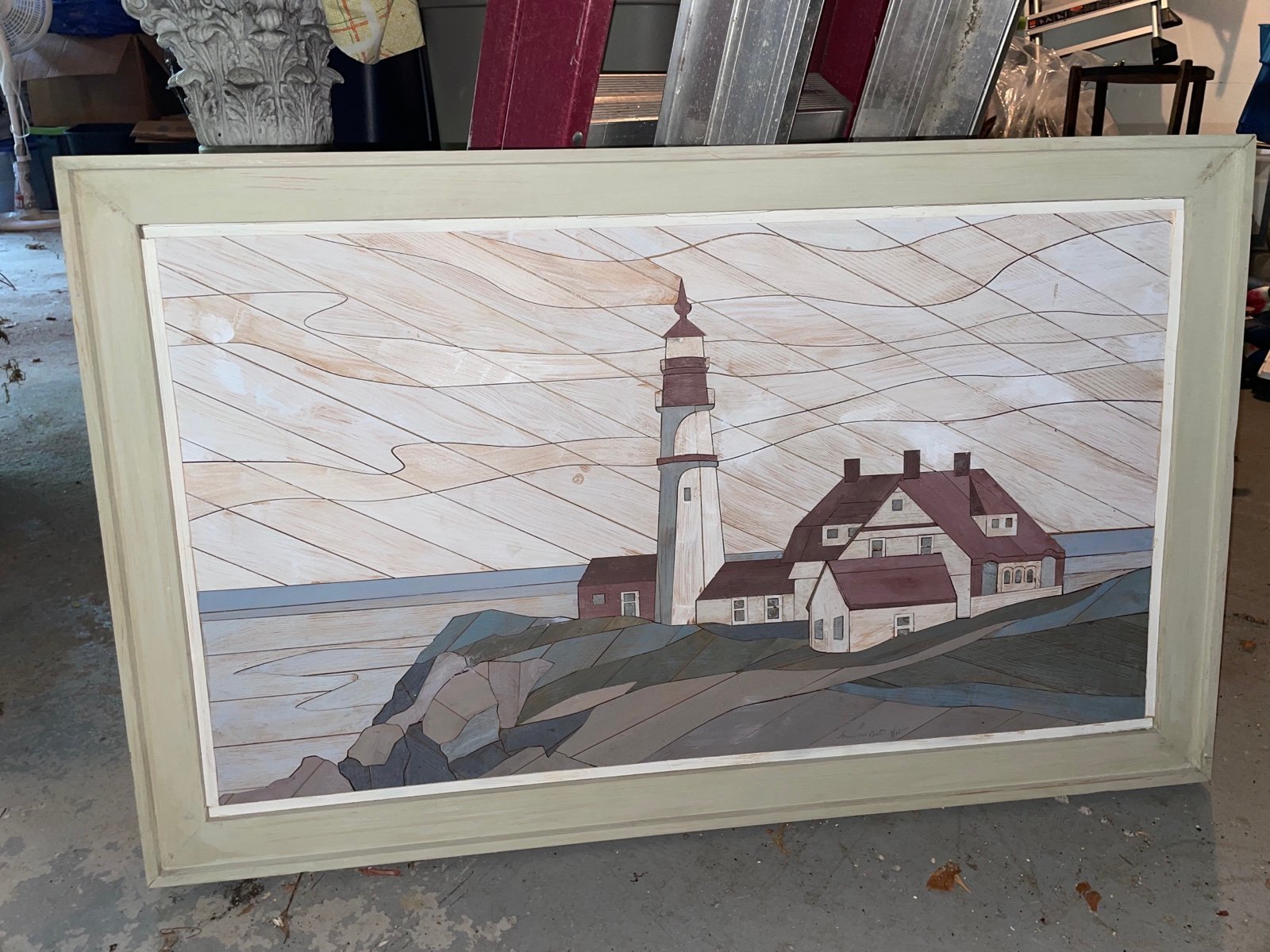 Hand Made painting ~ Beach ~ Seashore painting ~ lighthouse ~ wallart ~ wall art