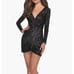 NWOT La Femme Long Sleeve Sequin Mini Dress Style 28219 Black 2 Special Event
