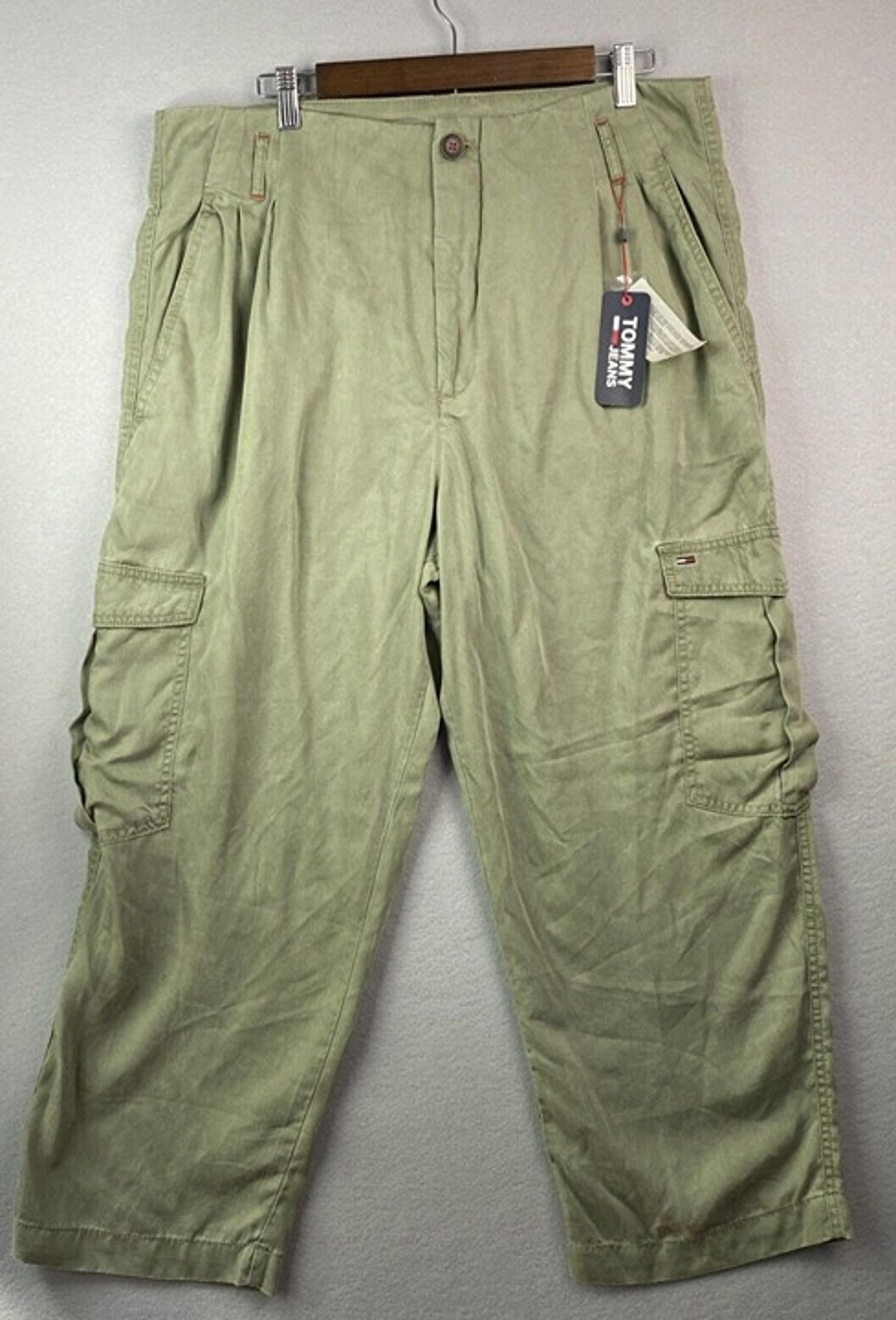 Tommy Hilfiger Cargo Pants Womens Size 16 Olive Green Boho Coastal Wear NWY $89