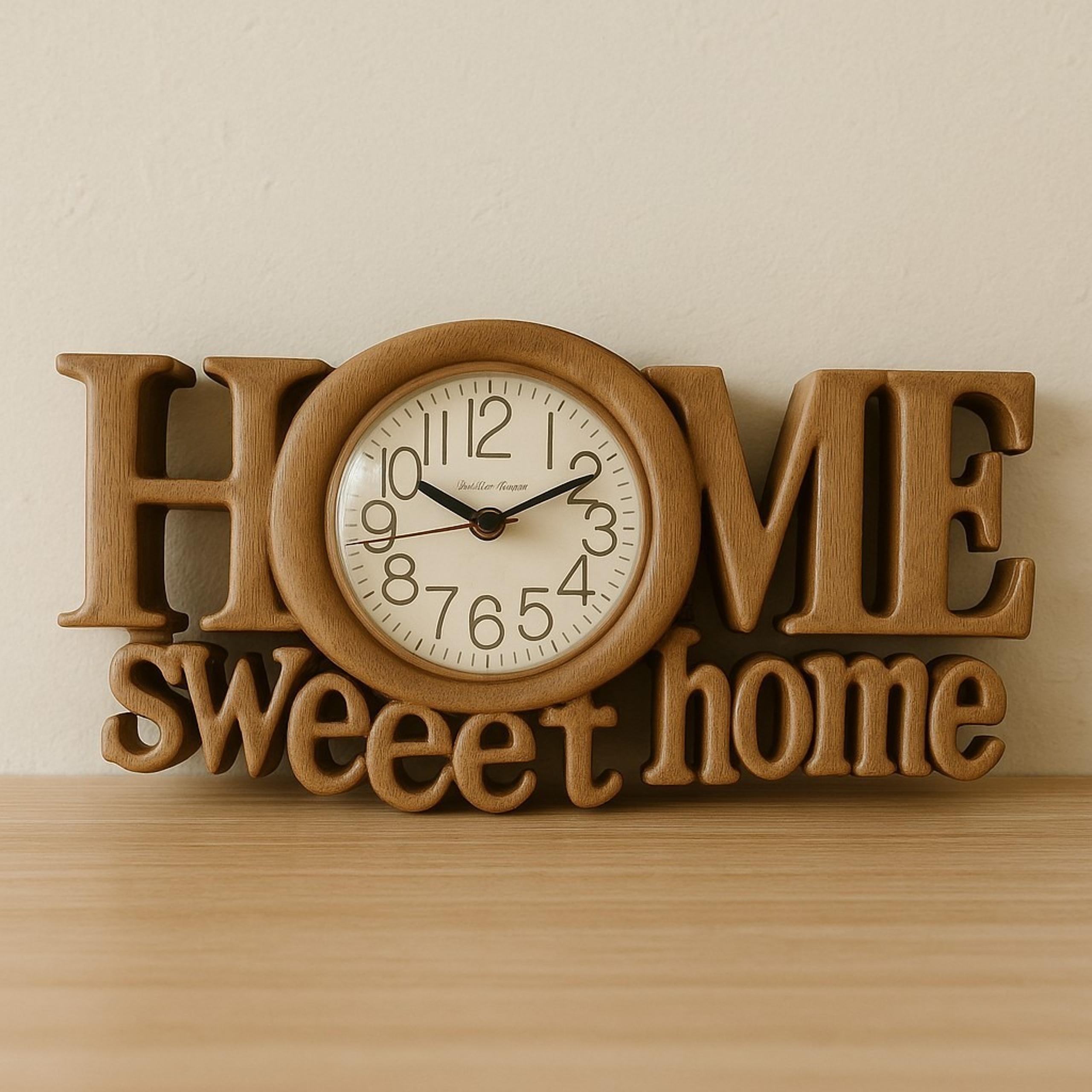 Burwood New Haven Chocolate Brown Home Sweet Home Retro Wall Clock WORKS 1977