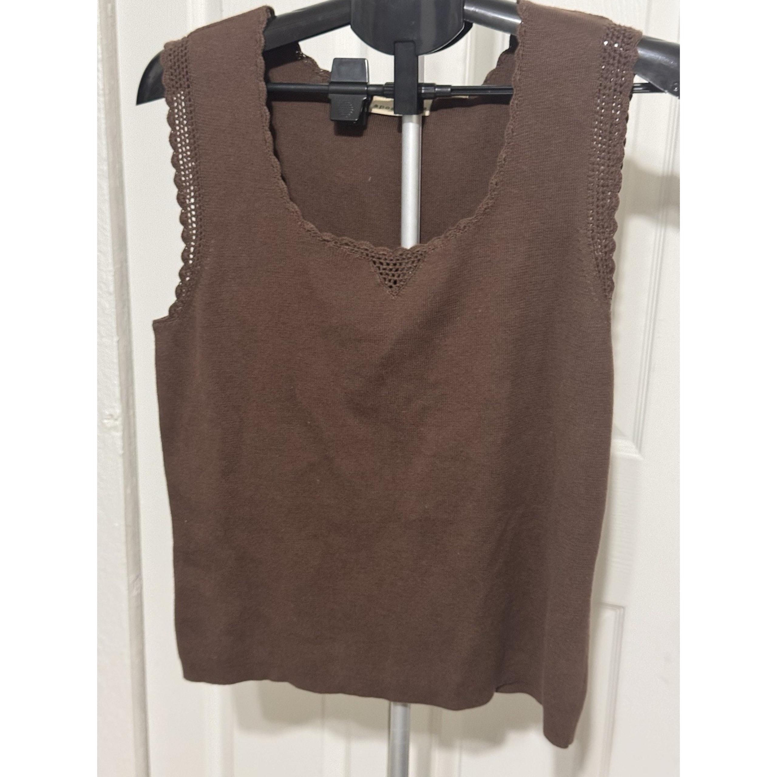 Apostrophe Brown Sleeveless Scoopneck Knit Tank Top Size Large