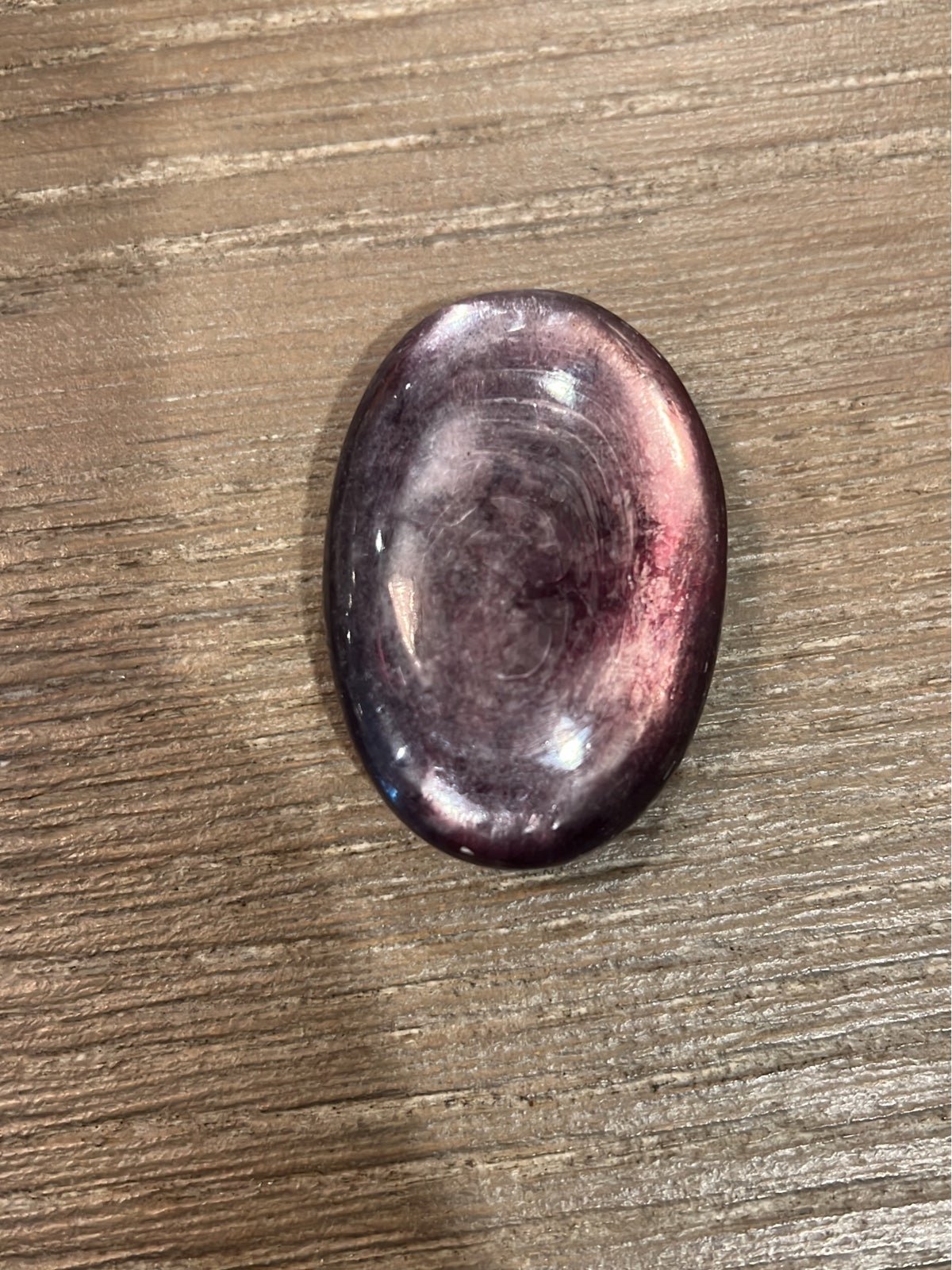 Gem lepidolite palm stone