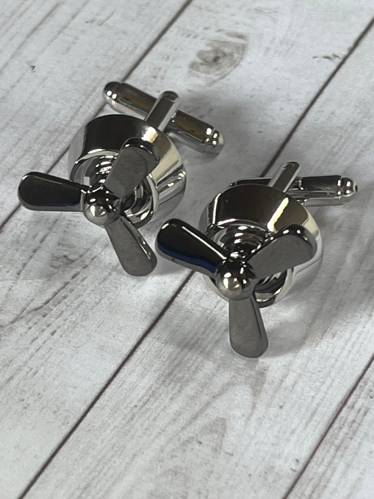 Silver Propeller Cufflinks for Men