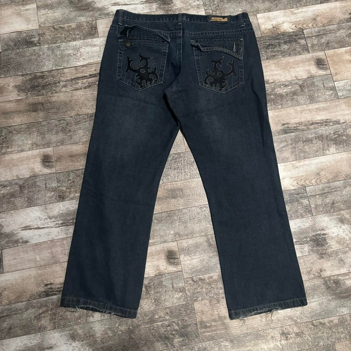 Vintage Y2K Embroidered Indigo 30 Baggy Jeans Size 38 x 32