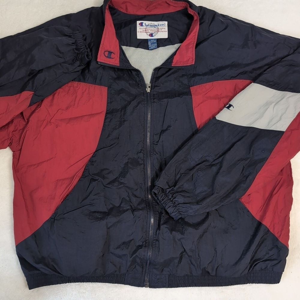 Vintage CHAMPION 90s Color Block Windbreaker Jacket Full Zip