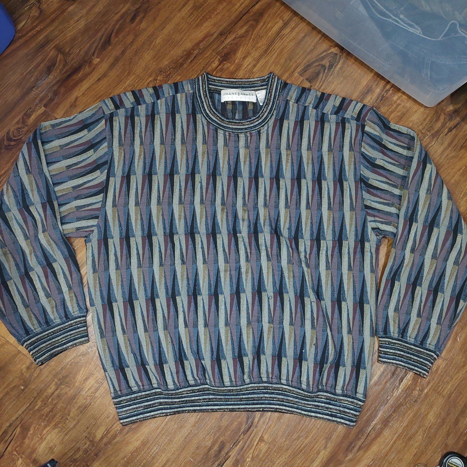the best selection of Geometric 90s L Sz Sweater Barnes Jhane Vintage Pullover Thin Blend Wool Texture Men the best selection of Geometric 90s L Sz Sweater Barnes Jhane Vintage Pullover Thin Blend Wool Texture Men
