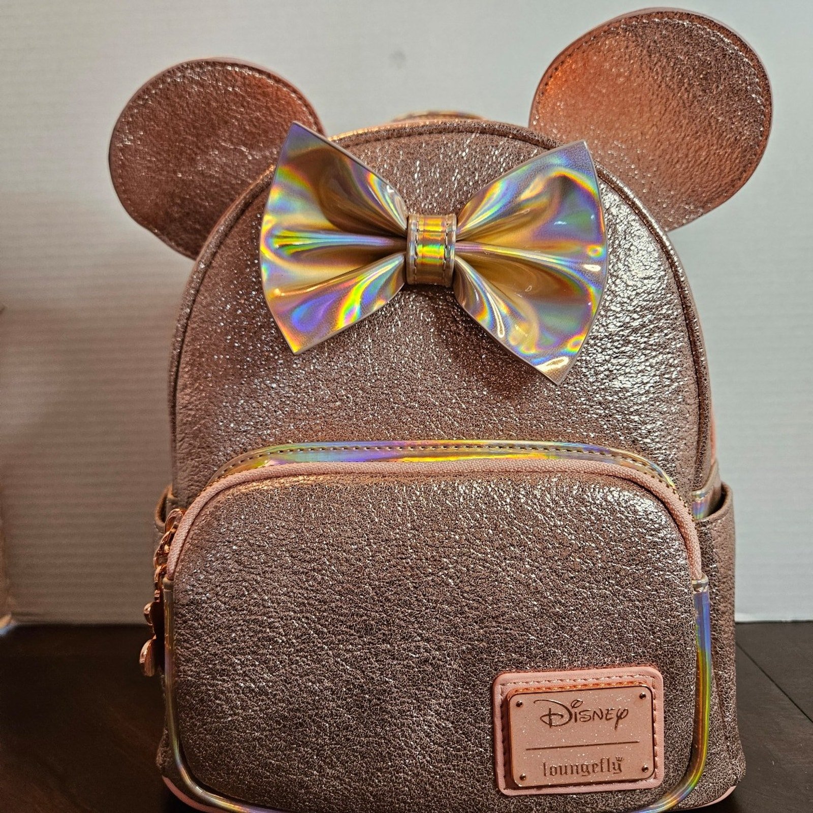 Loungefly Disney Minnie Mouse Pink Rose Metallic Mini Backpack