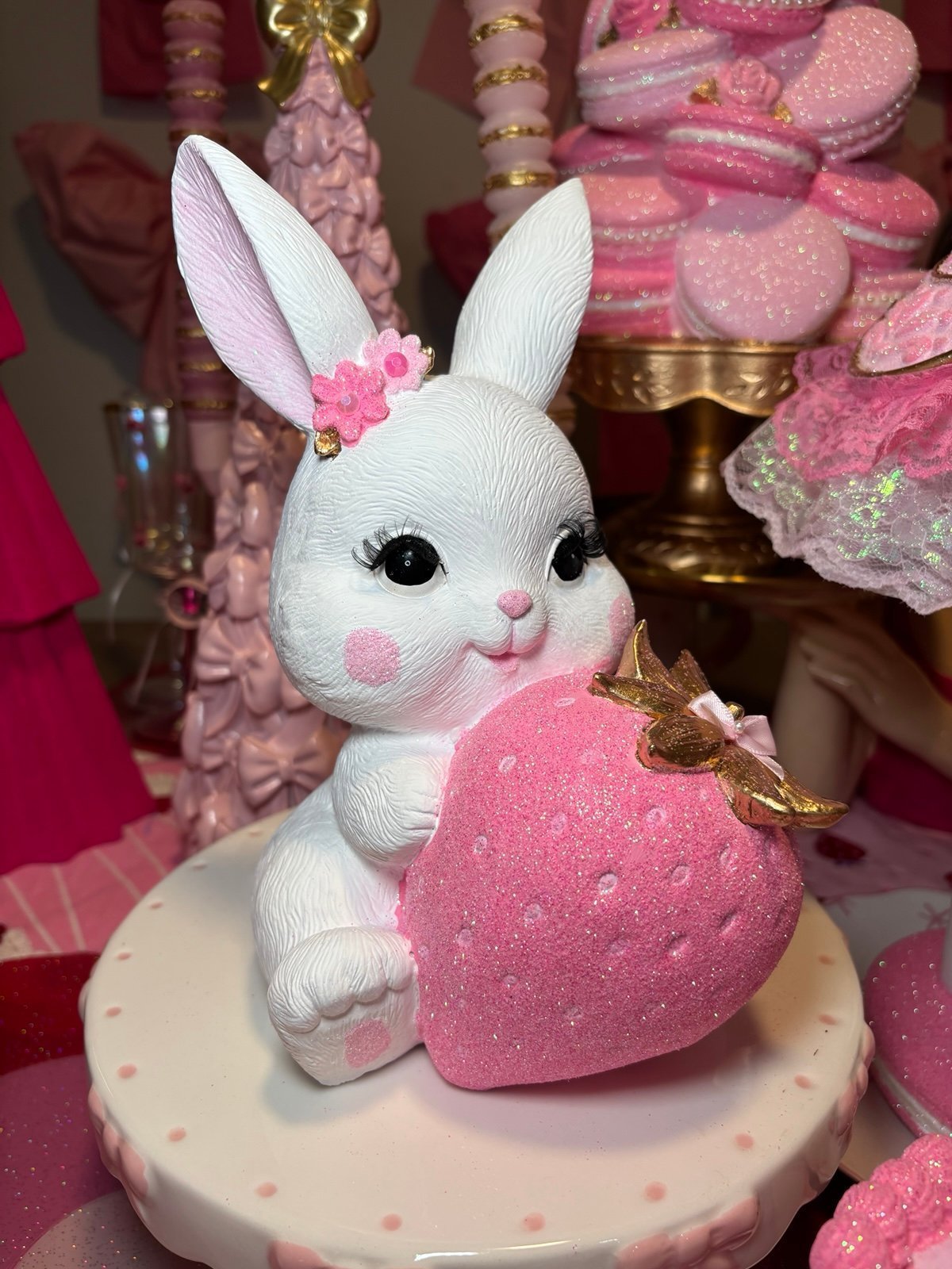 Strawberry bunny hand painted