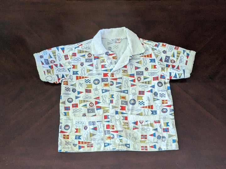 Vintage Danny Dare Boys Size 6 Nautical Flags Rope Knots Sailing Shirt Button Up