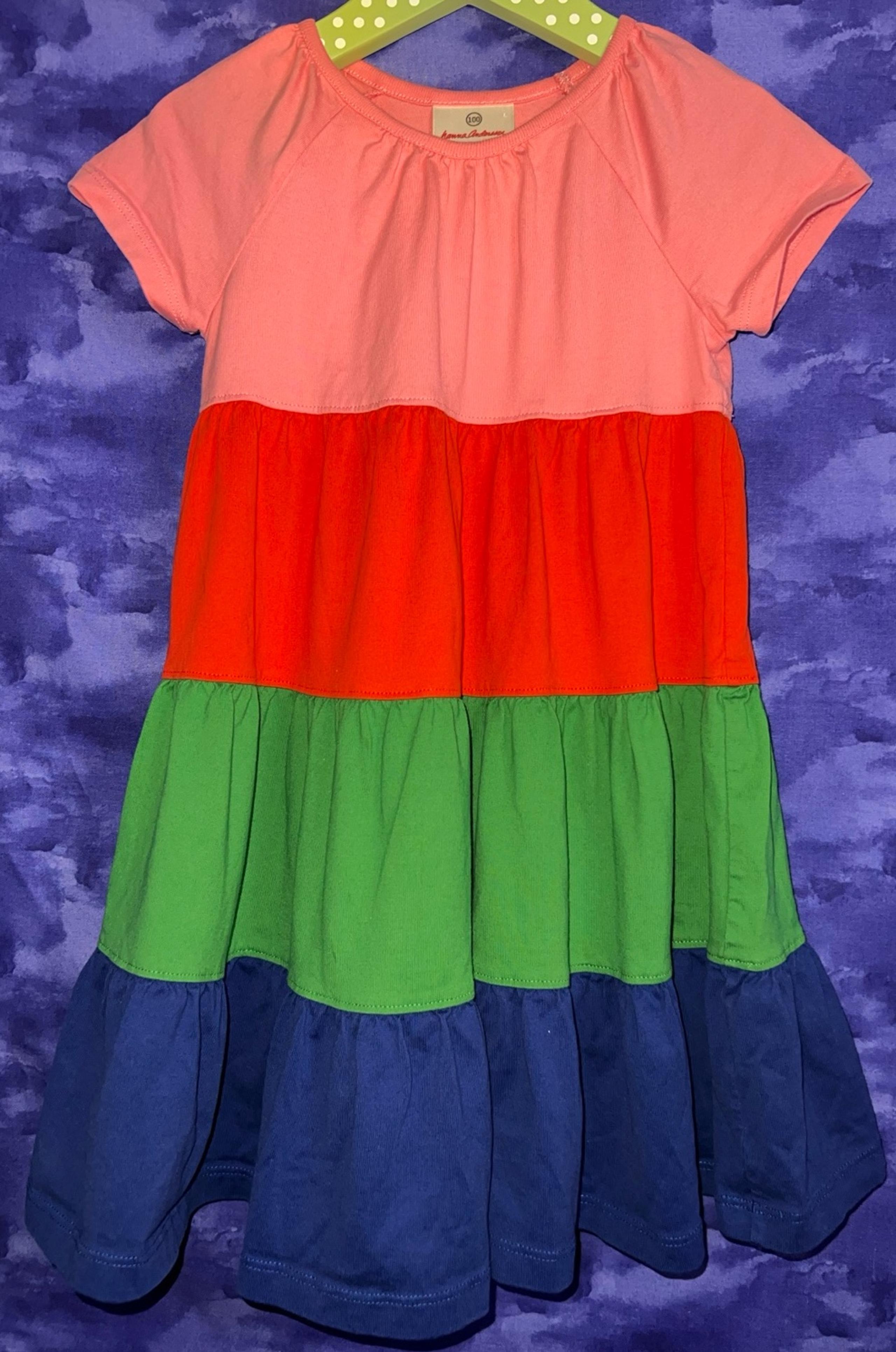 Hanna Andersson Girls Twirl Power Block Layer Color Dress Size 4 (100cm)