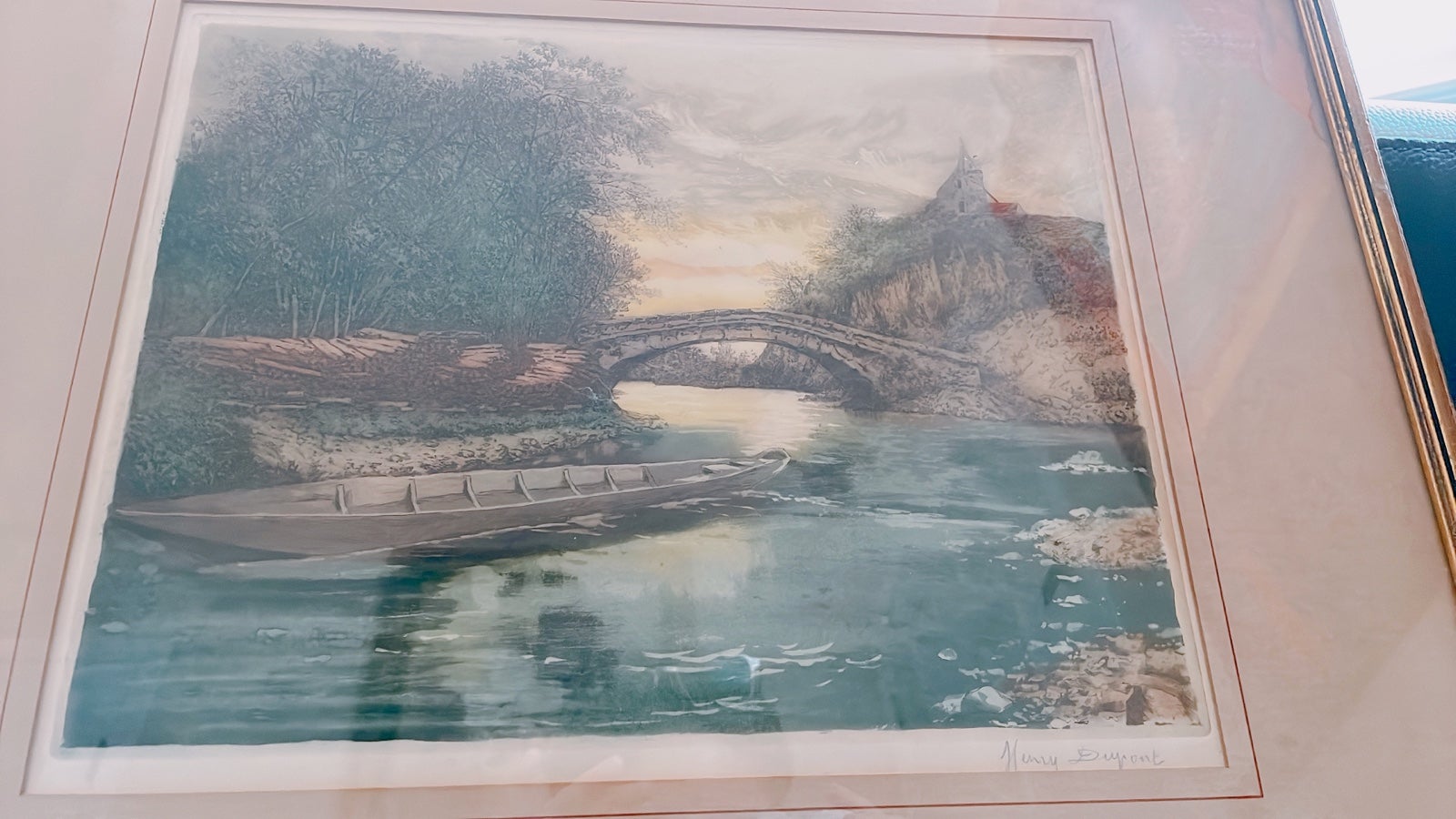 FRENCH ANTIQUE PAINTING / Henry Dupont riverwalk