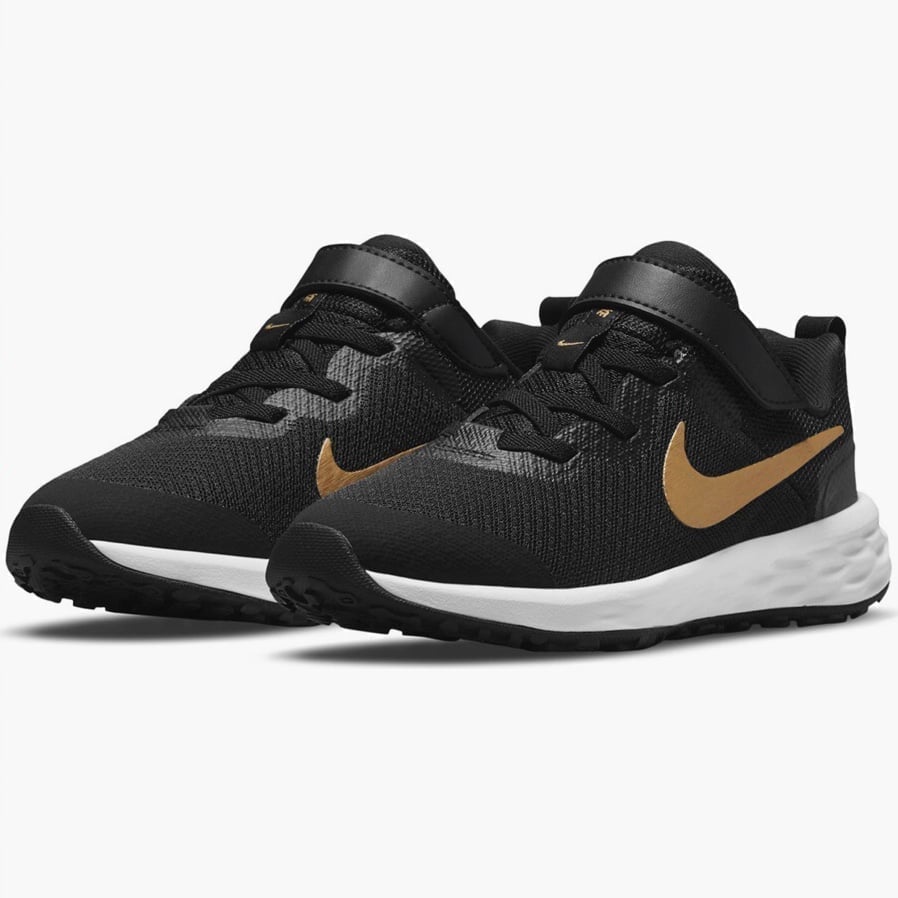 NEW Nike Kids’ Toddler Sz 10.5 Revolution 6 Sneaker Black Metallic Gold