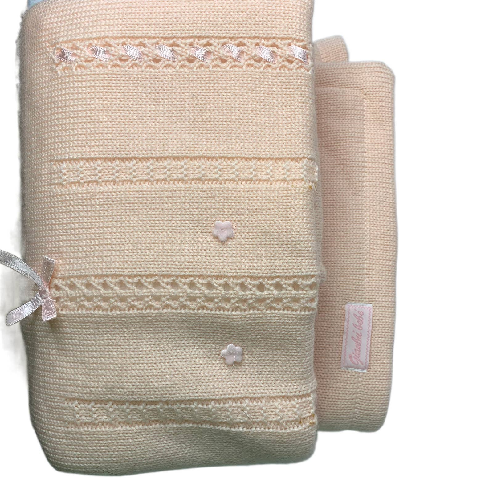 Beautiful 2 Sided Peach/White Knit and Cotton, Gianbu Bebe, Made in Italy