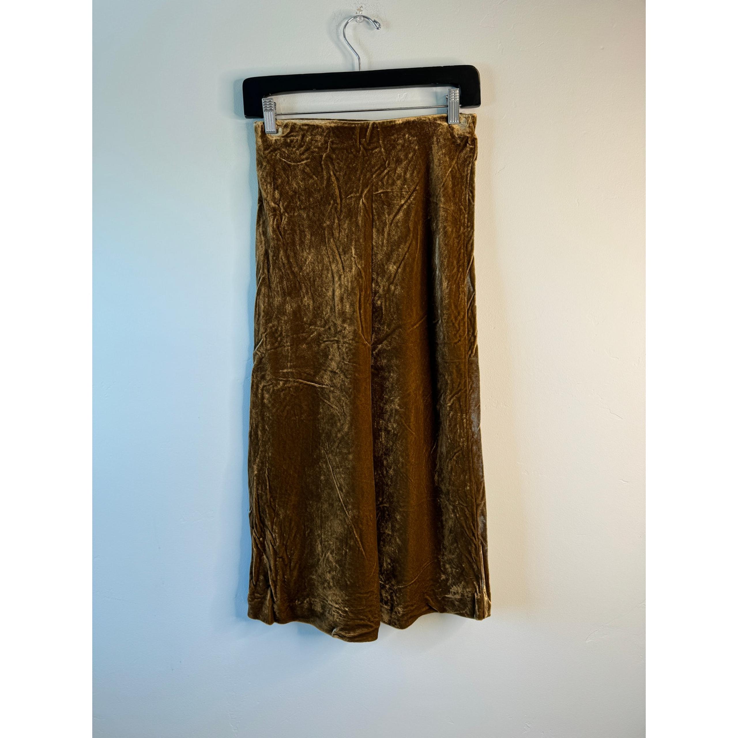 Anthropologie Maeve Dark Olive Velvet Midi Skirt
