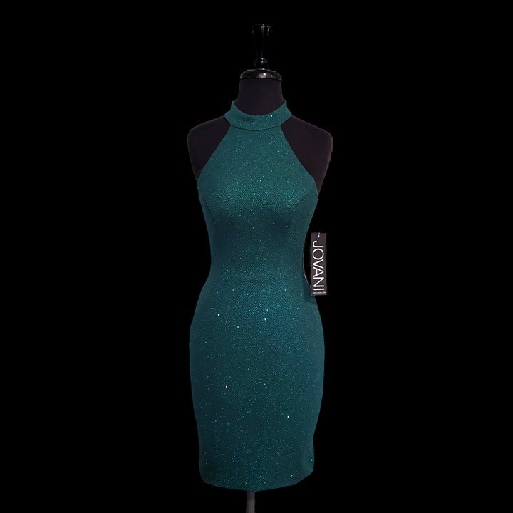 Jovani Glitter Fitted High Neck selling Short Dress
